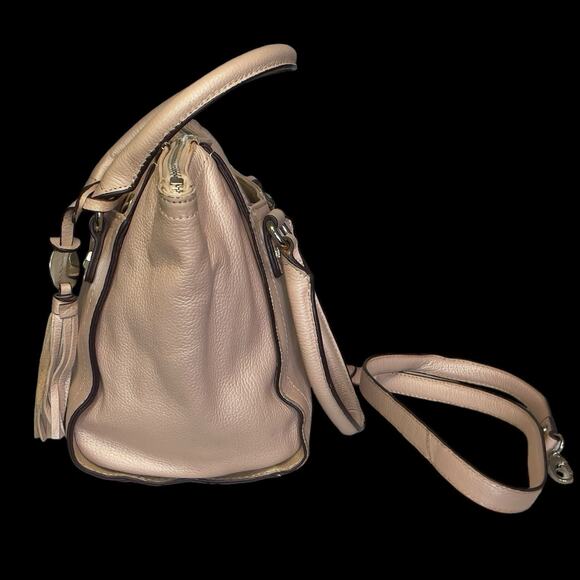Tignanello Rock City Satchel Baby Pink Leather Crossbody Zip Closure Tassel - Picture 3 of 10
